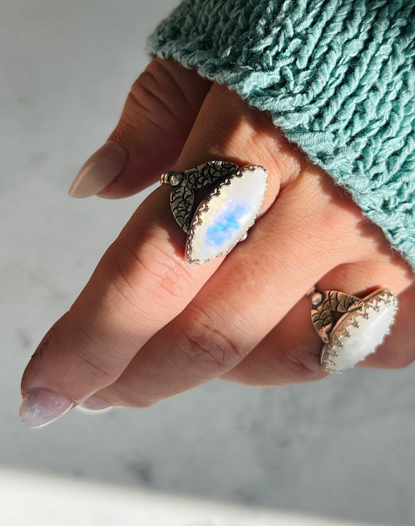 Moonstone Mermaid Tail Ring (size 9.25)