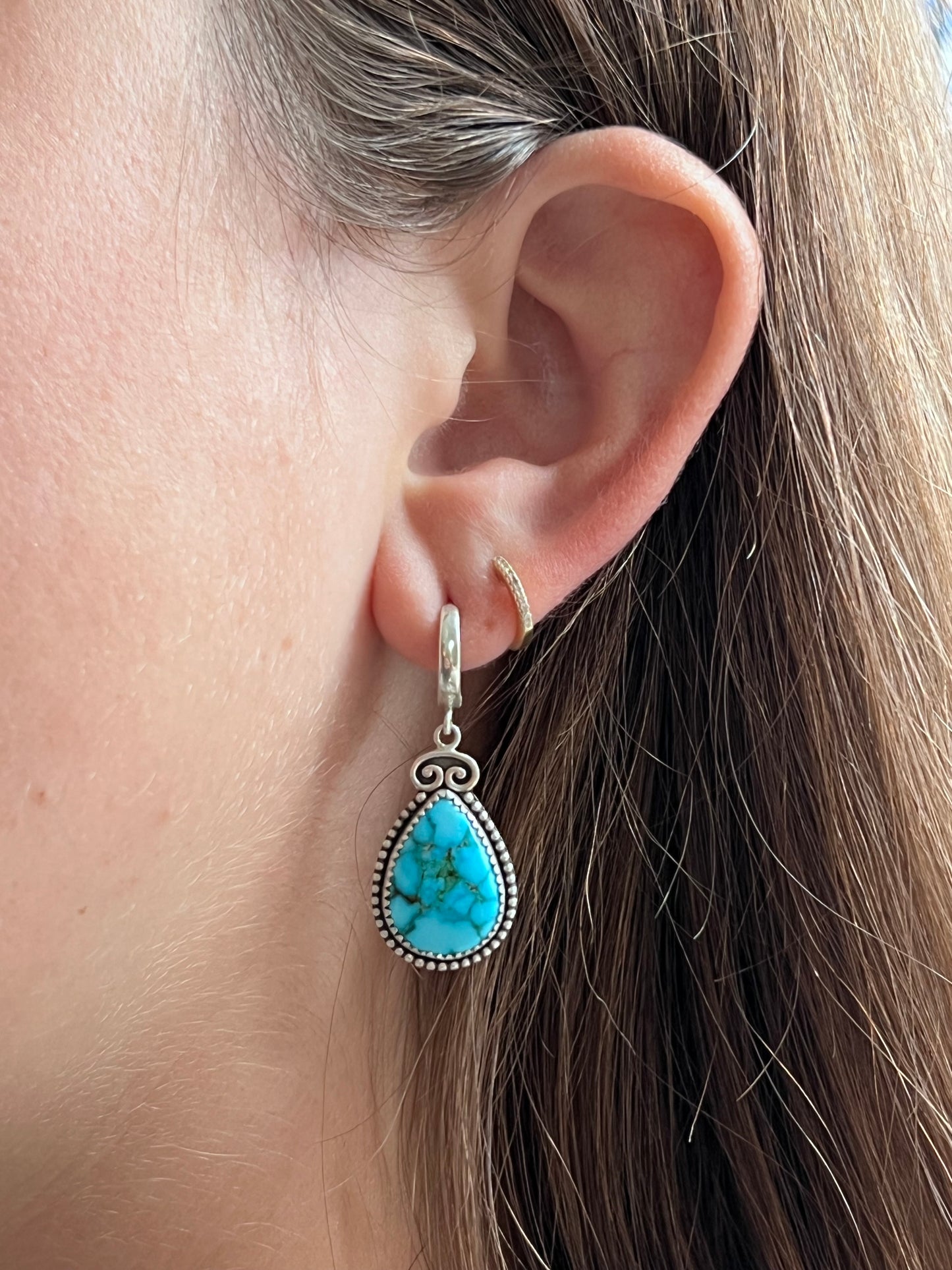 Red Matrix Turquoise Earrings