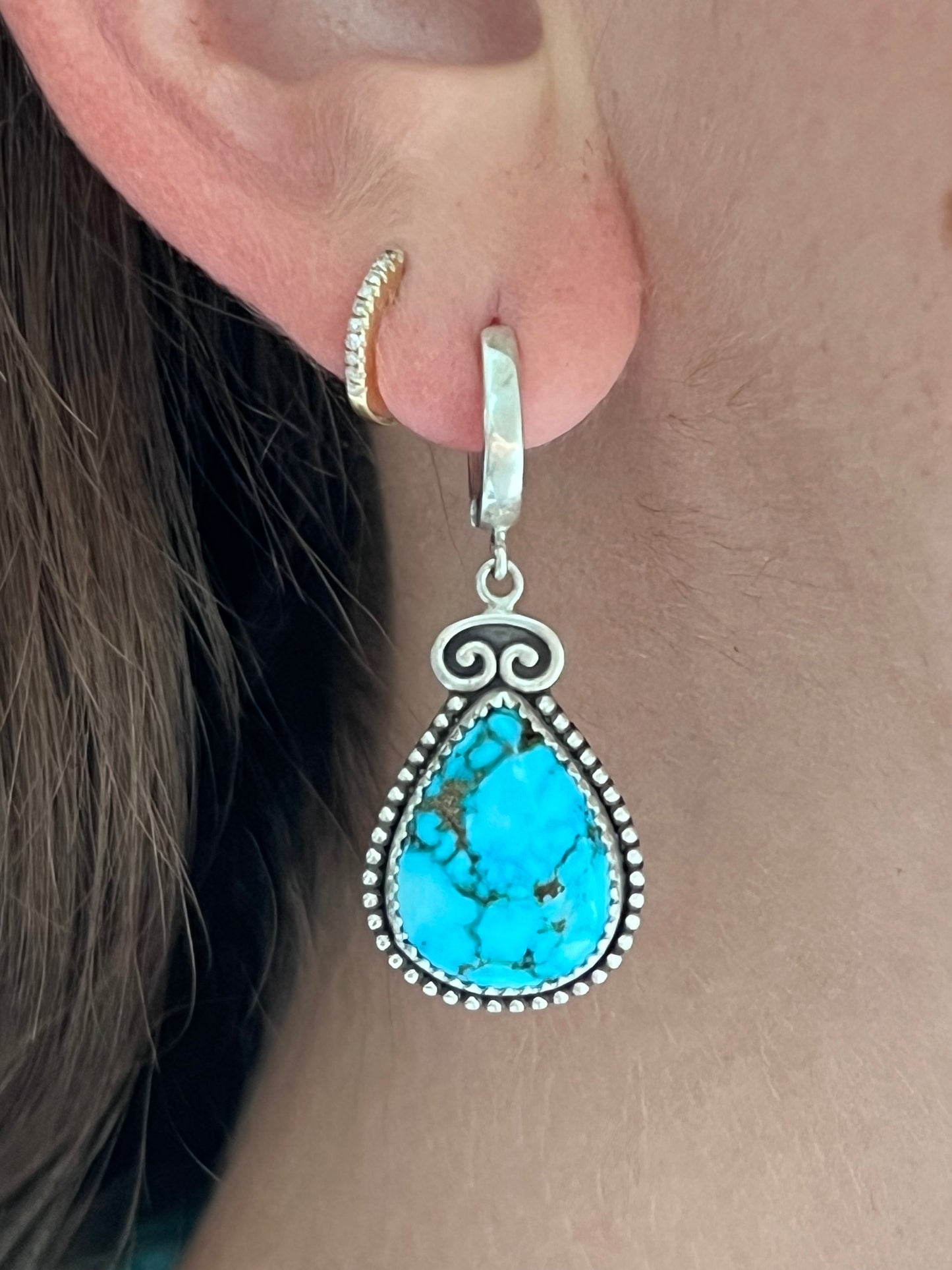 Red Matrix Turquoise Earrings
