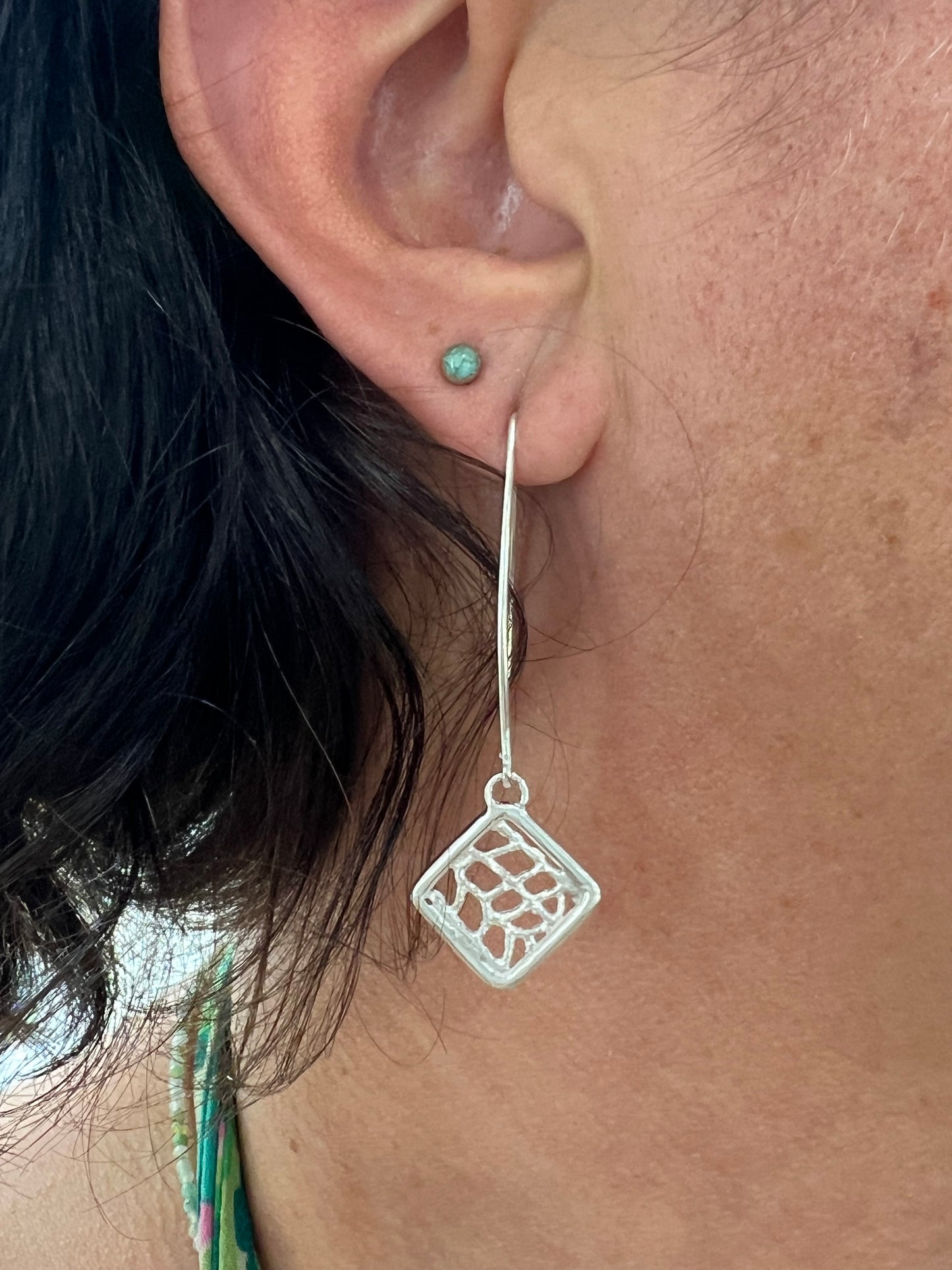 Silver Coral Fan Earrings