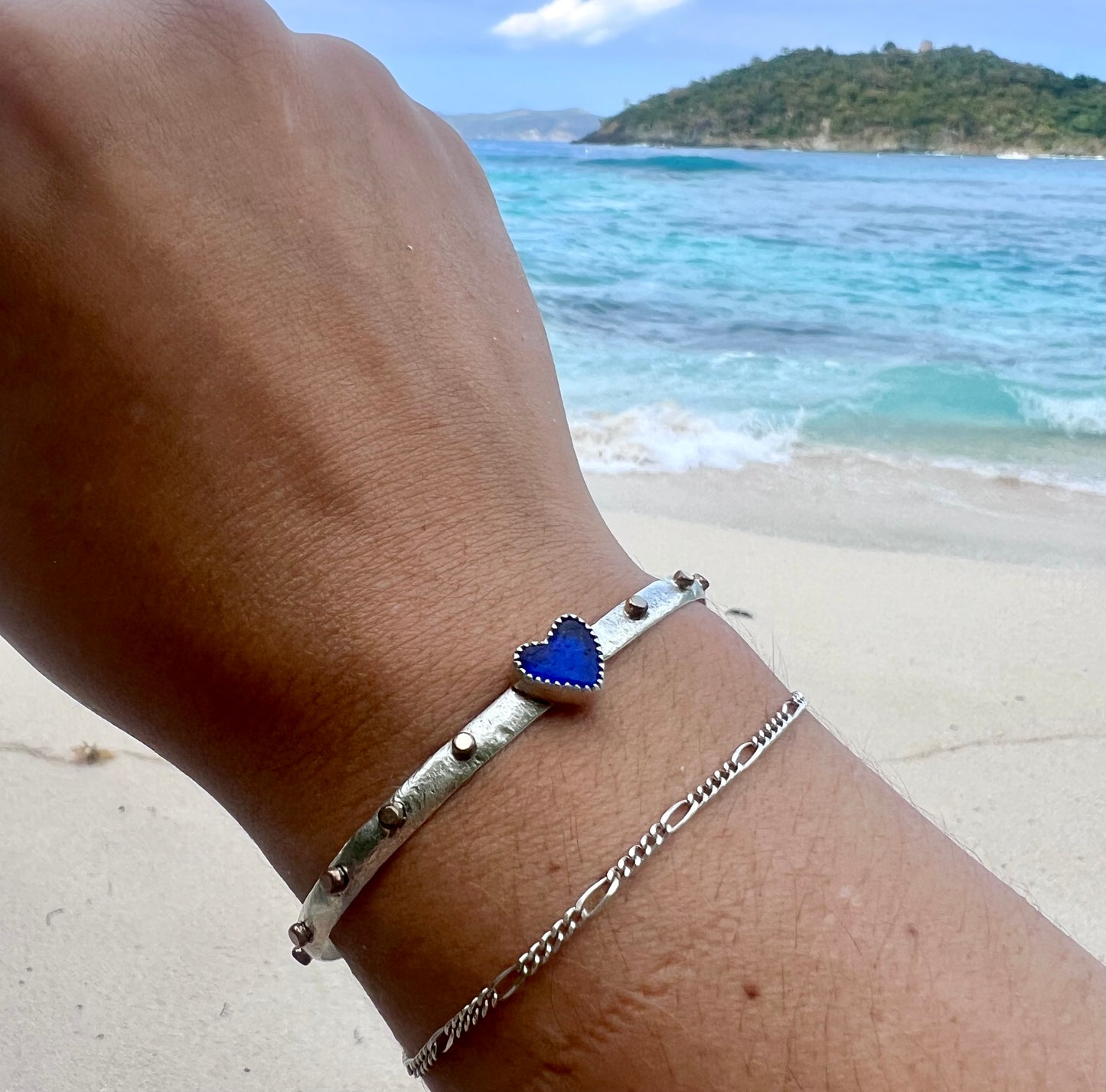 Blue Heart Cuff Bracelet