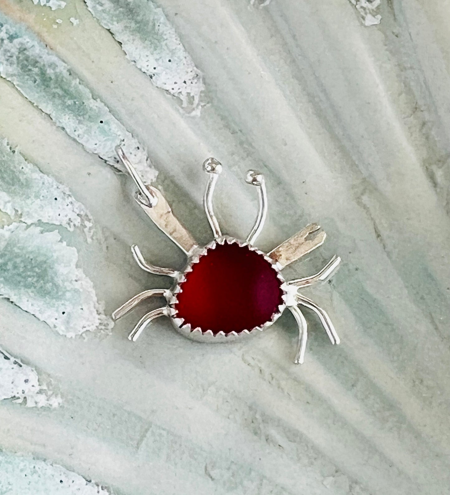 Sea Glass Crab Pendant (d)