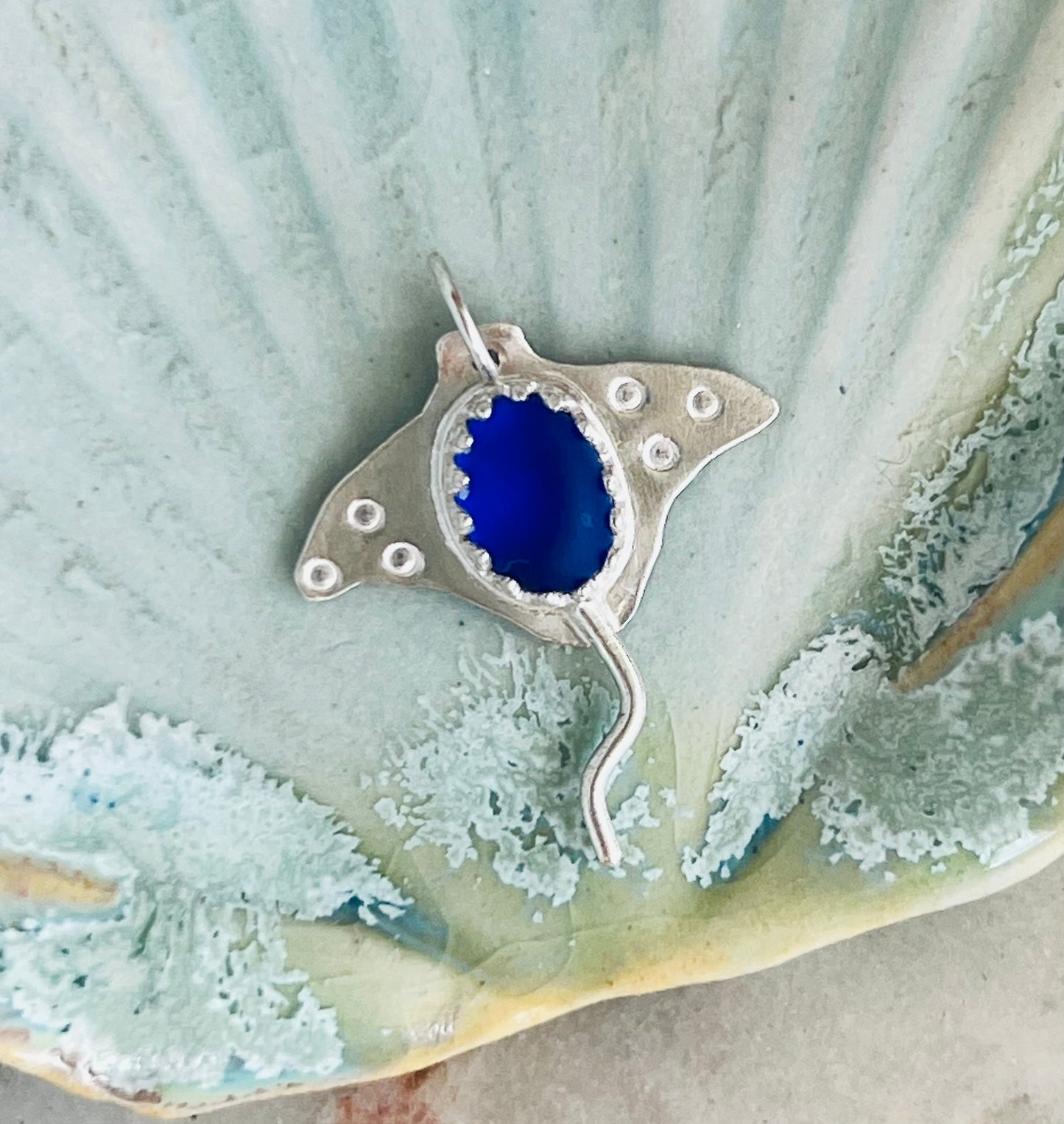 Sea Glass Eagle Ray Pendant (a)