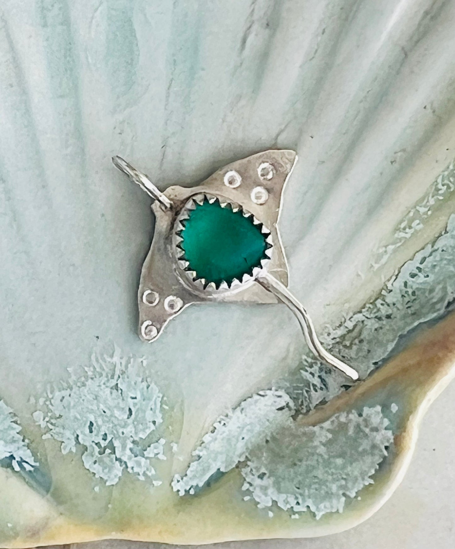 Sea Glass Eagle Ray Pendant (b)