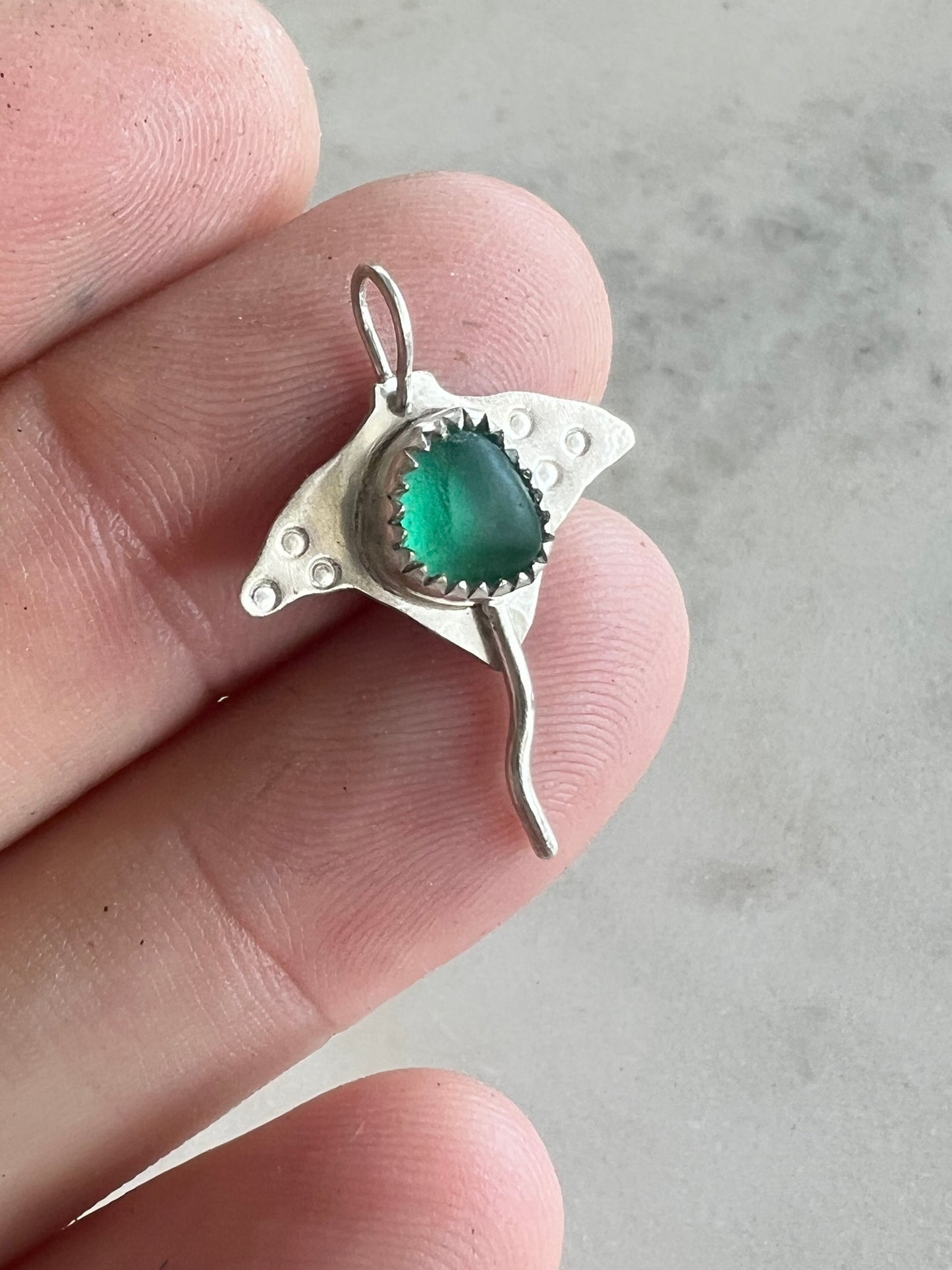 Sea Glass Eagle Ray Pendant (b)