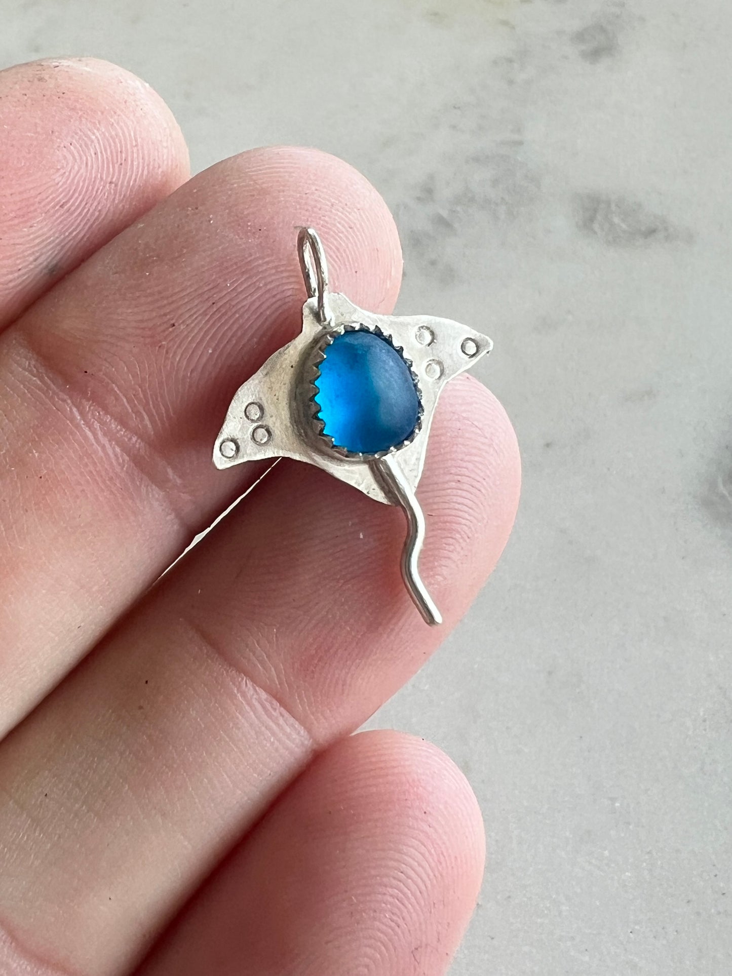 Sea Glass Eagle Ray Pendant (c)