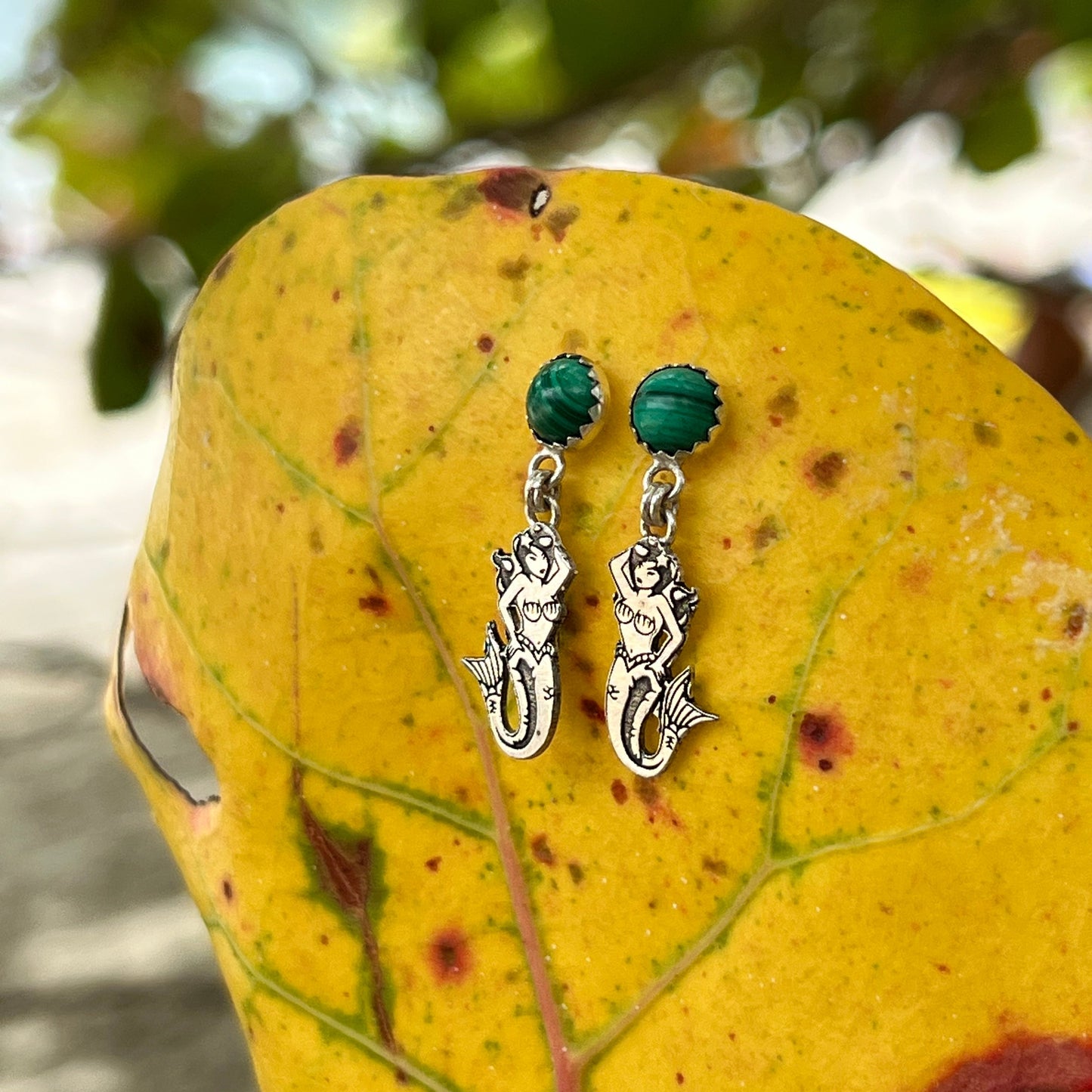 Malachite Mermaid Earrings