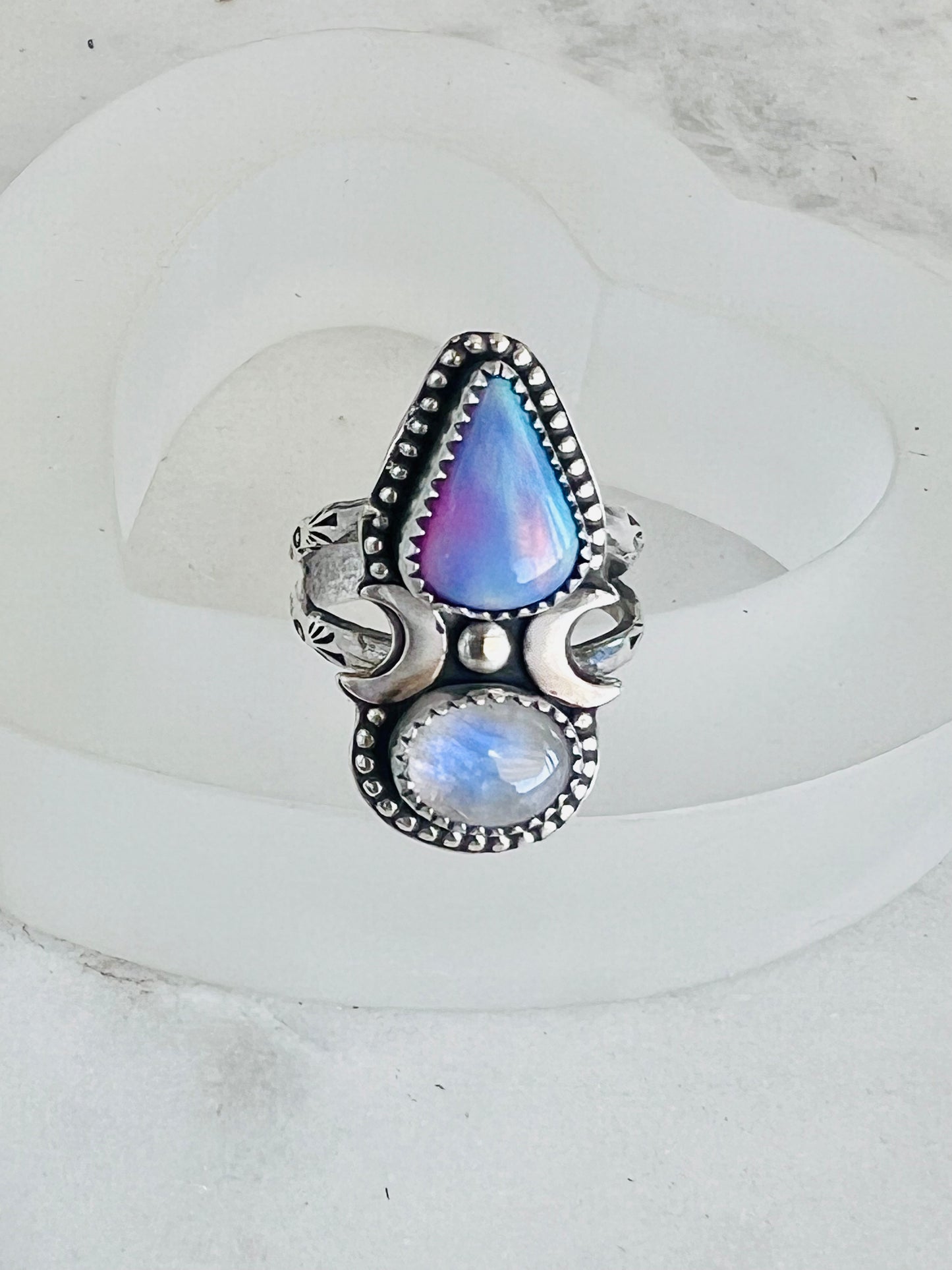 Aurora Moonstone Ring (size 7)