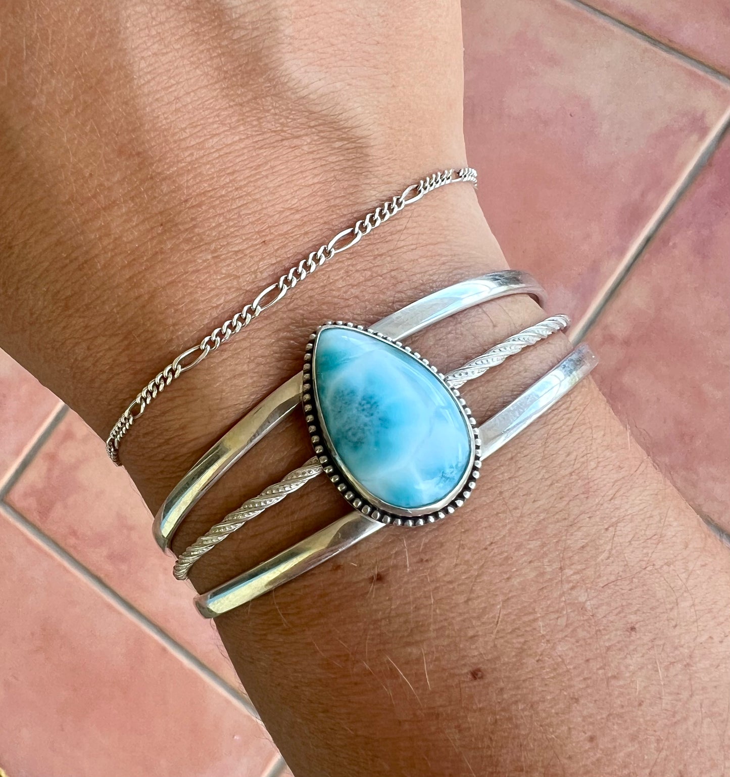 Larimar Ocean Cuff Bracelet