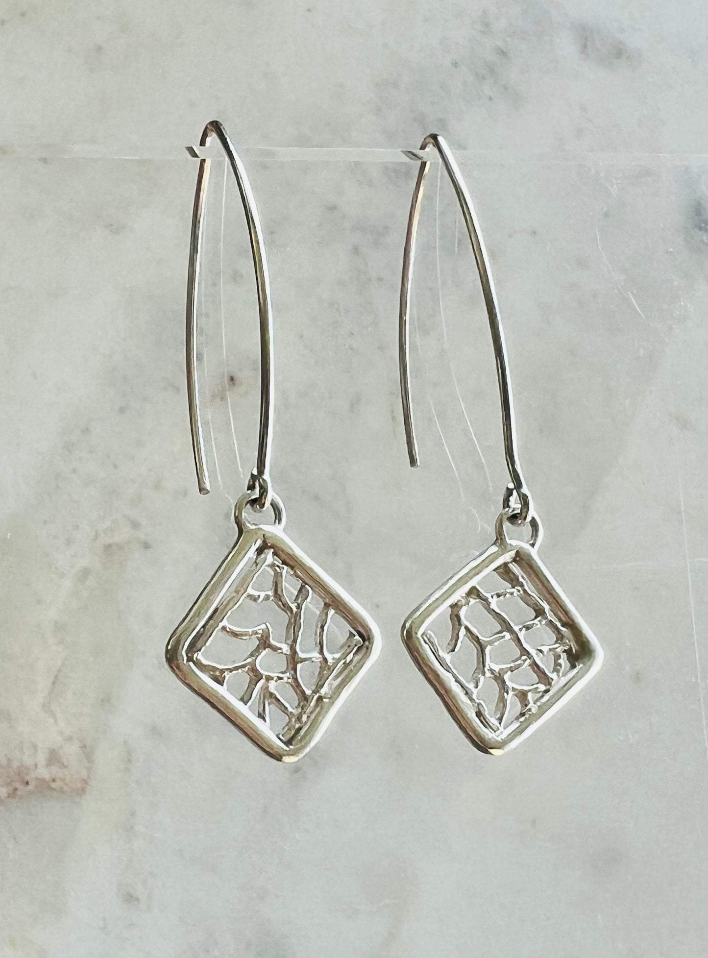 Silver Coral Fan Earrings