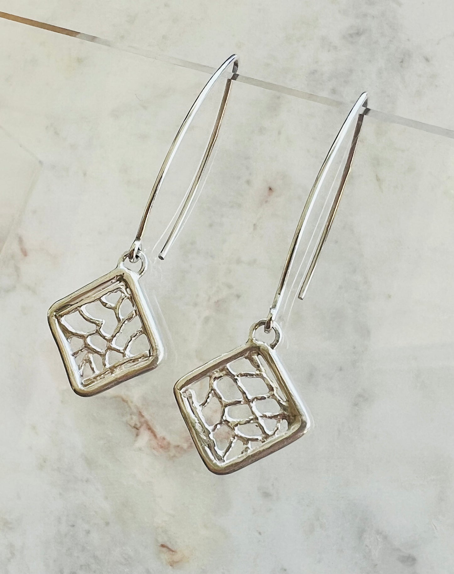 Silver Coral Fan Earrings