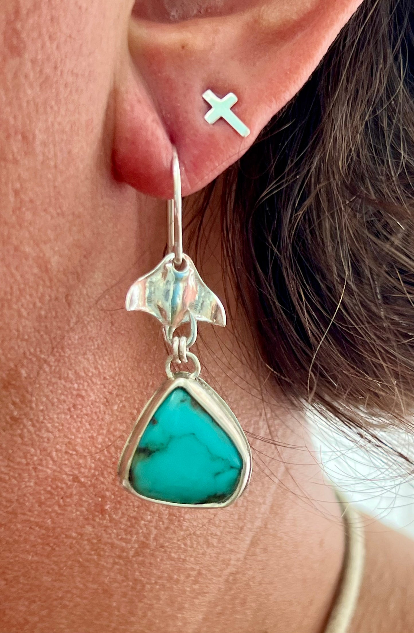 Manta Ray Turquoise Earrings (b)