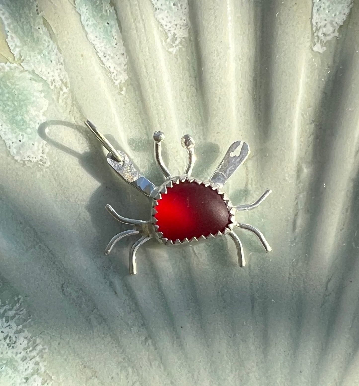 Sea Glass Crab Pendant
