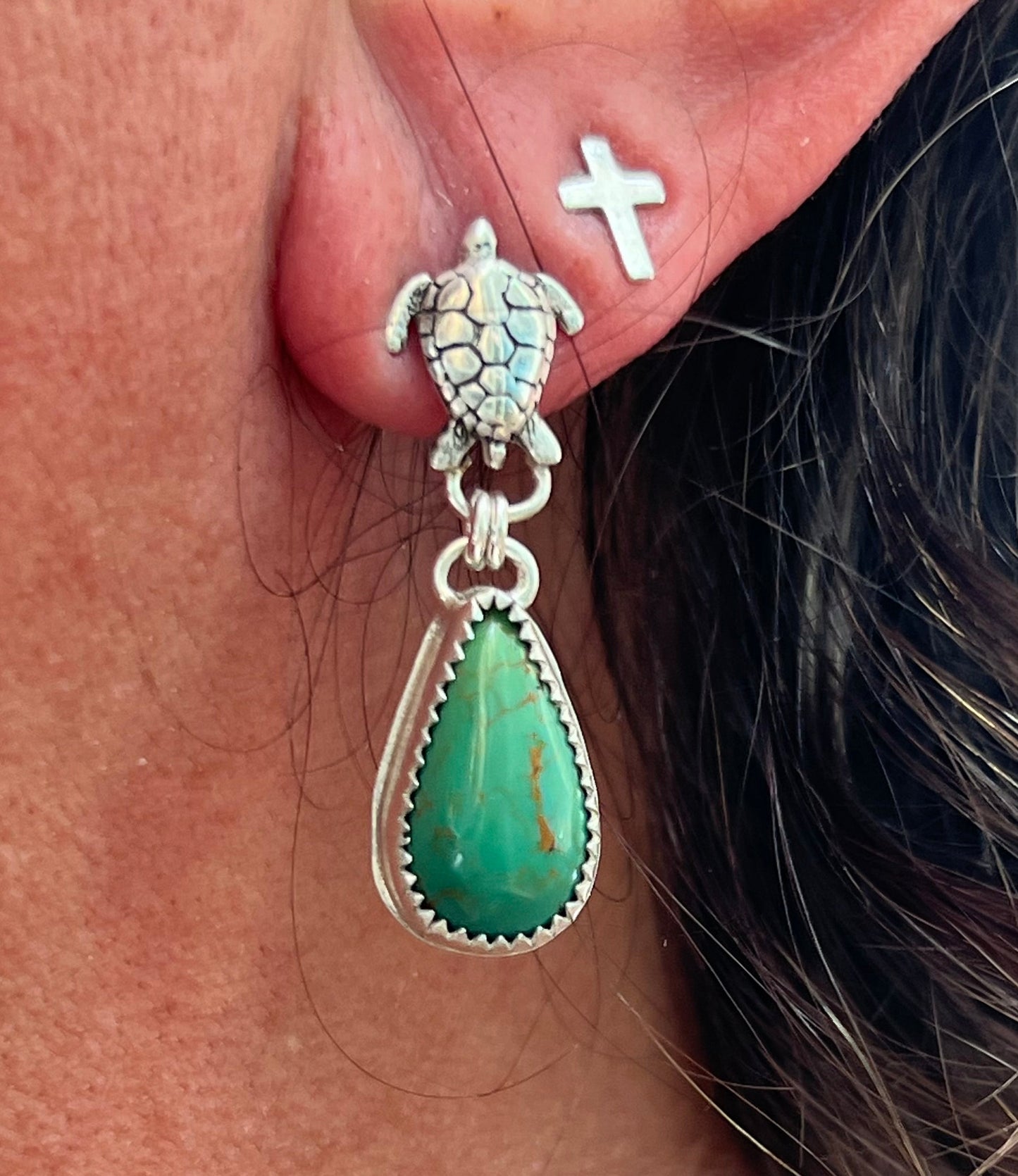 Turtle Turquoise Earrings (a)