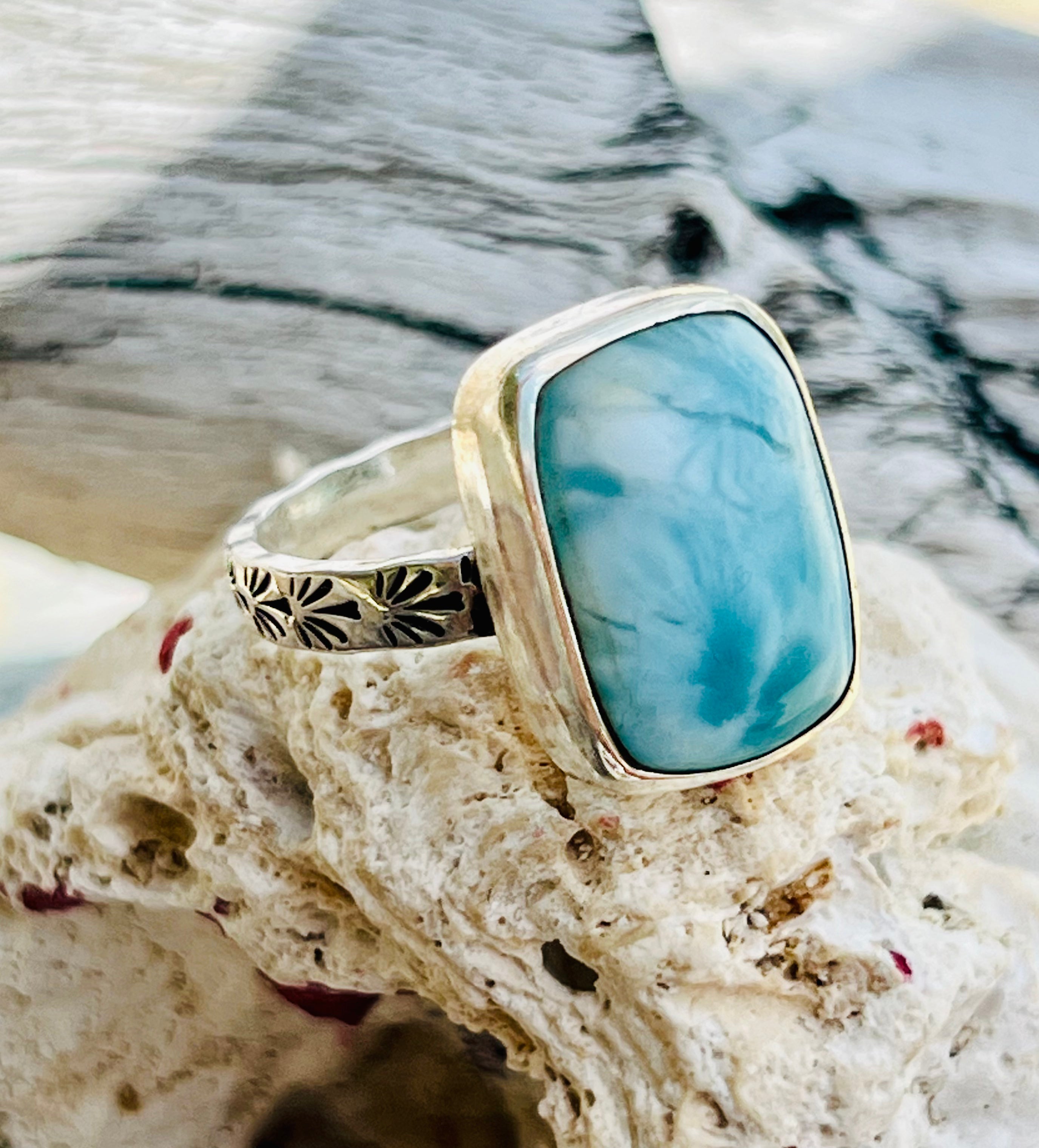 Men's hot sale larimar rings