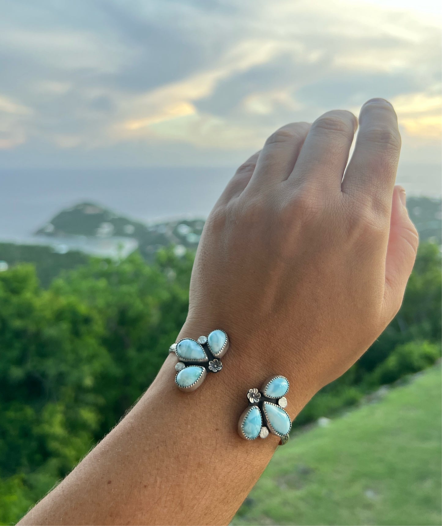 Double Flower Cuff Bracelet