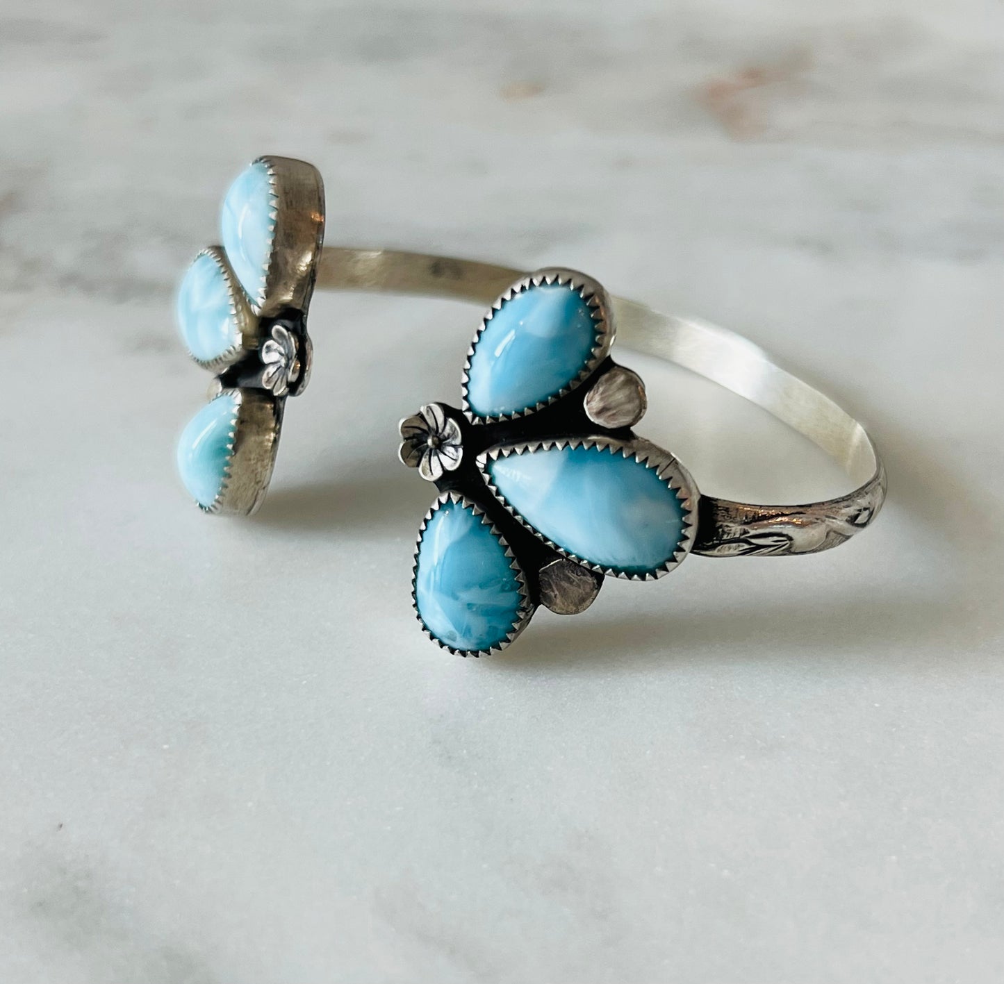Double Flower Cuff Bracelet