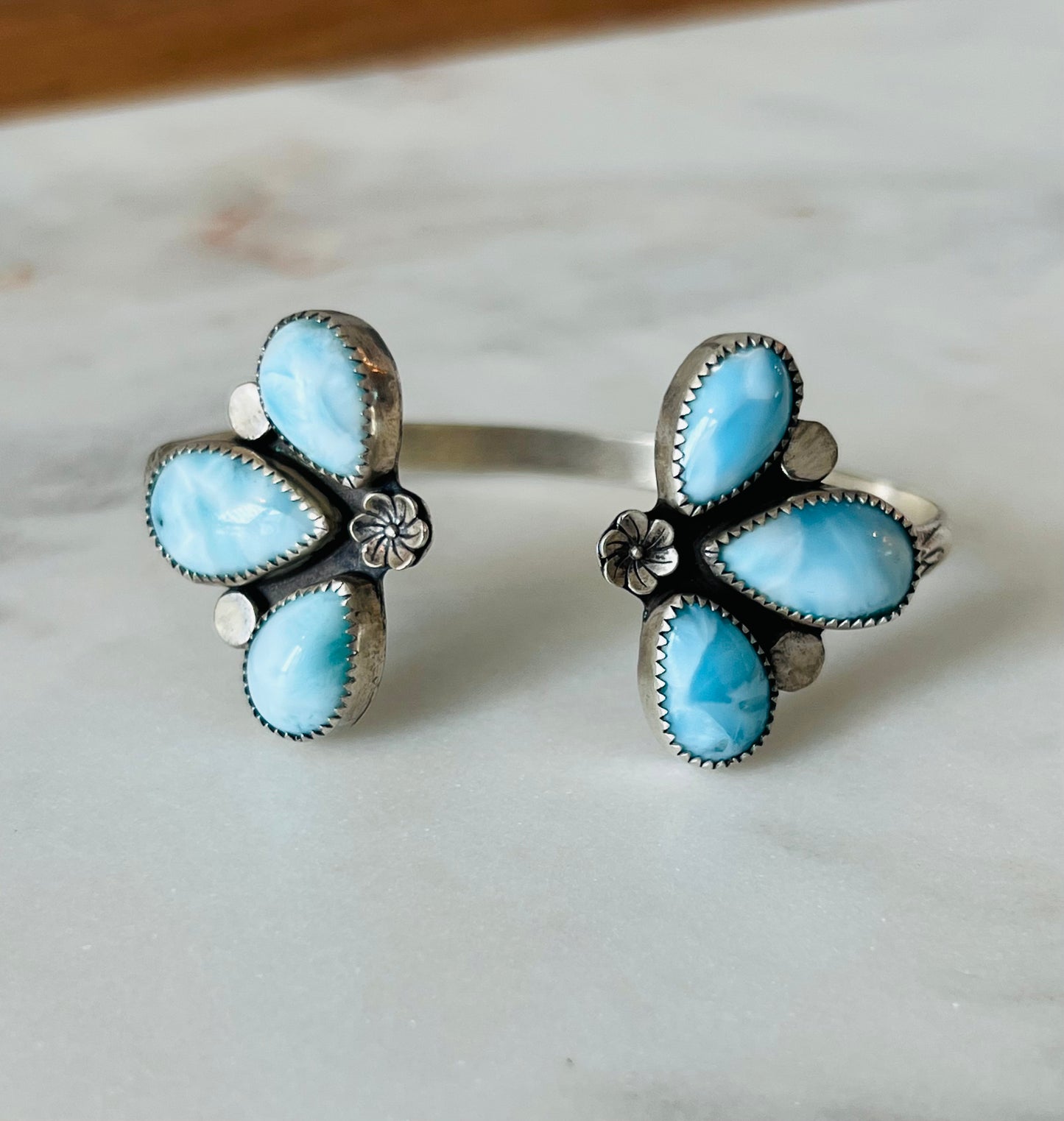 Double Flower Cuff Bracelet