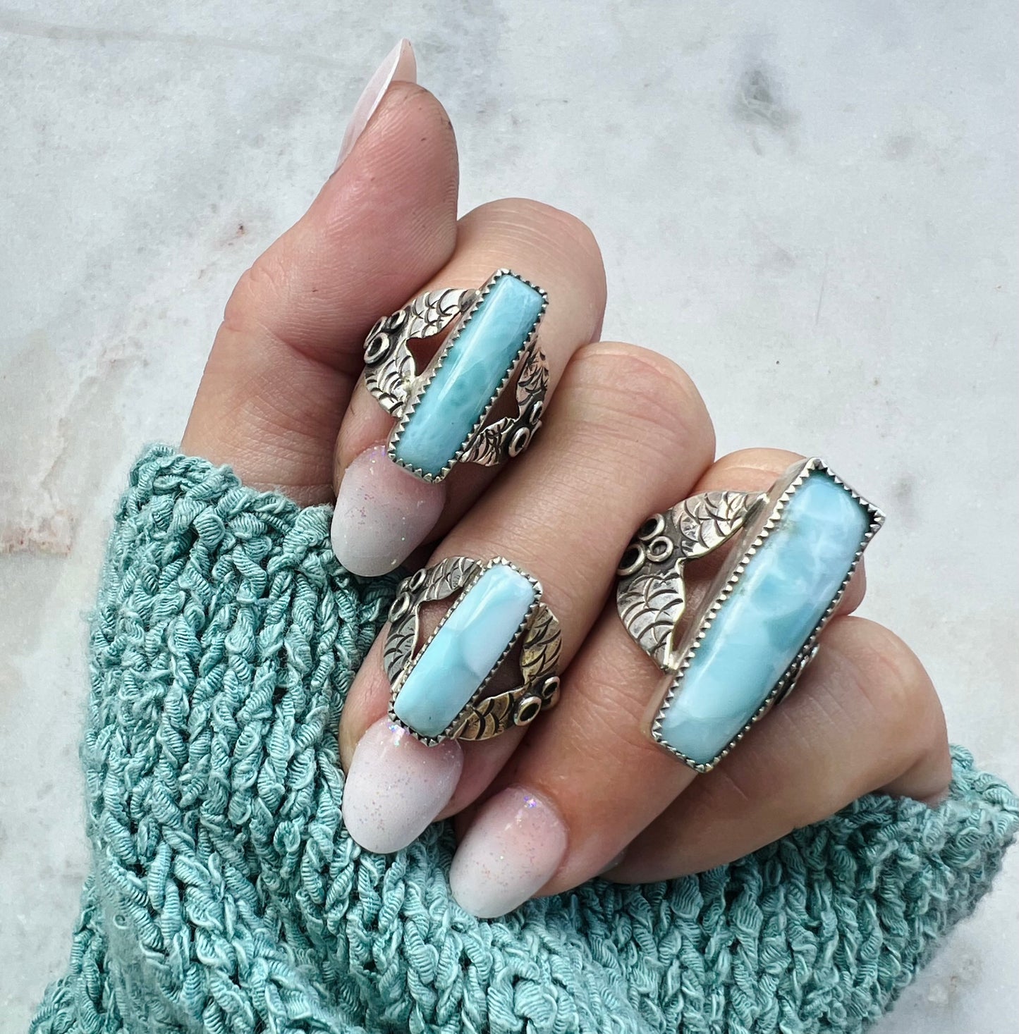 Larimar Mermaid Tail Ring (size 7)