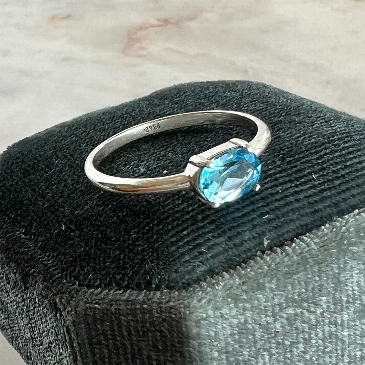 Ocean Blue Topaz Ring (size 8)