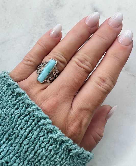 Larimar Mermaid Tail Ring (size 7)