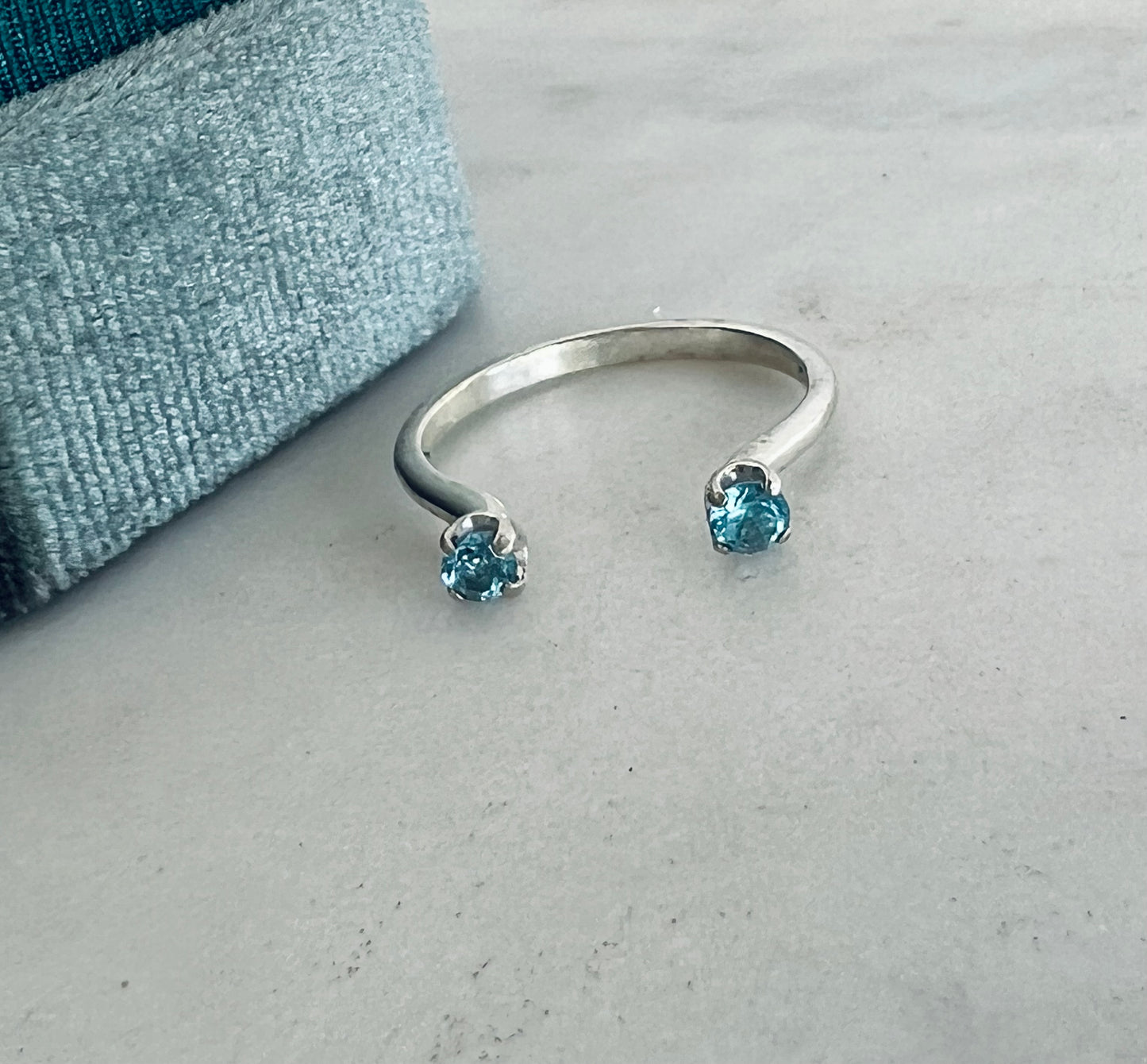 Top Cuff Blue Topaz Ring (size 7)