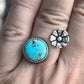 Turquoise Flower Cuff Ring (size 7.5-8.5)