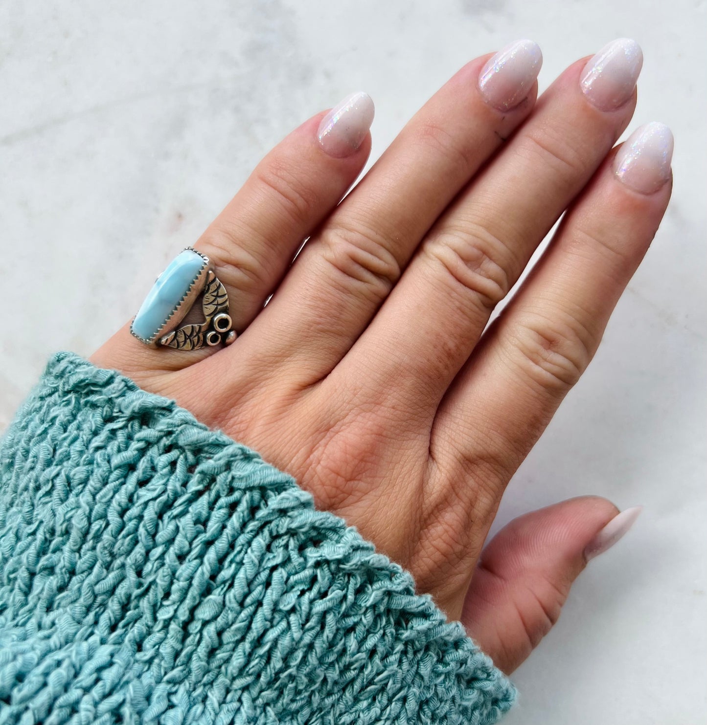 Larimar Mermaid Tail Ring (size 6)