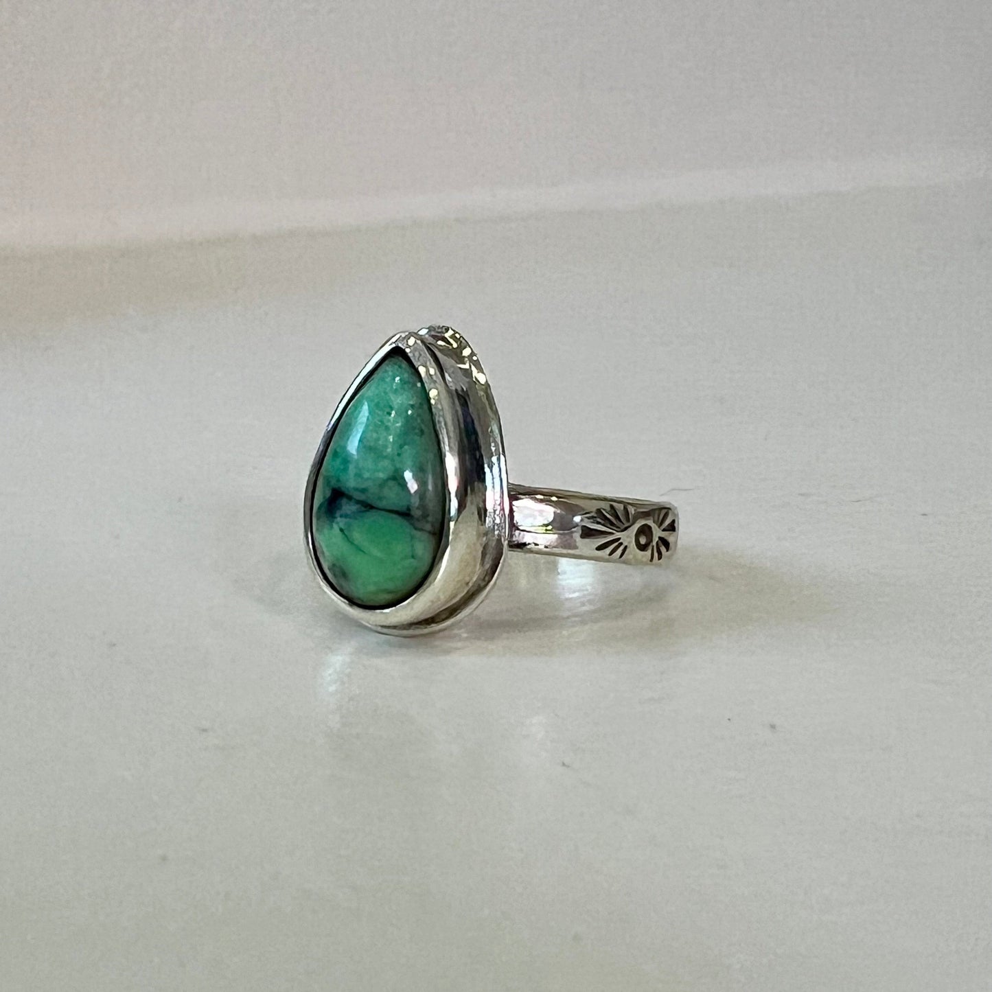 Variscite Stamped Ring (size 7.5)