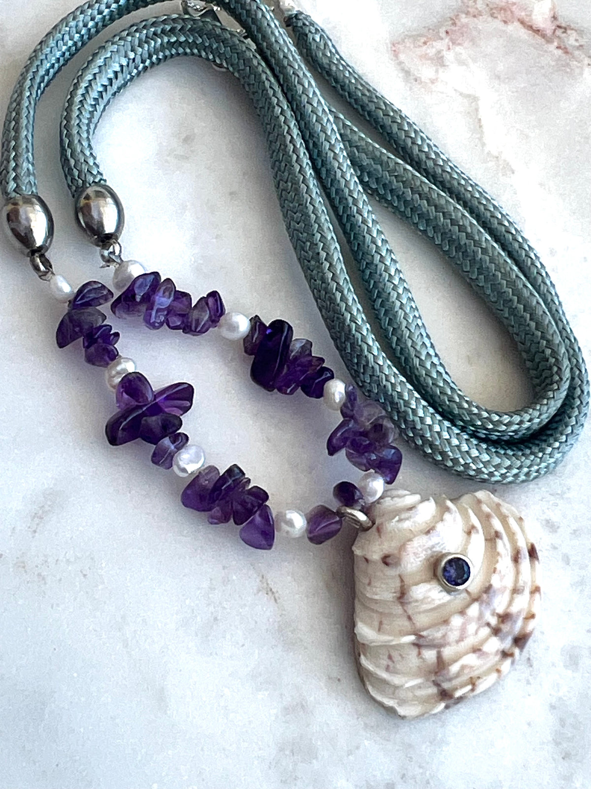 Amethyst Pearl Shell Necklace