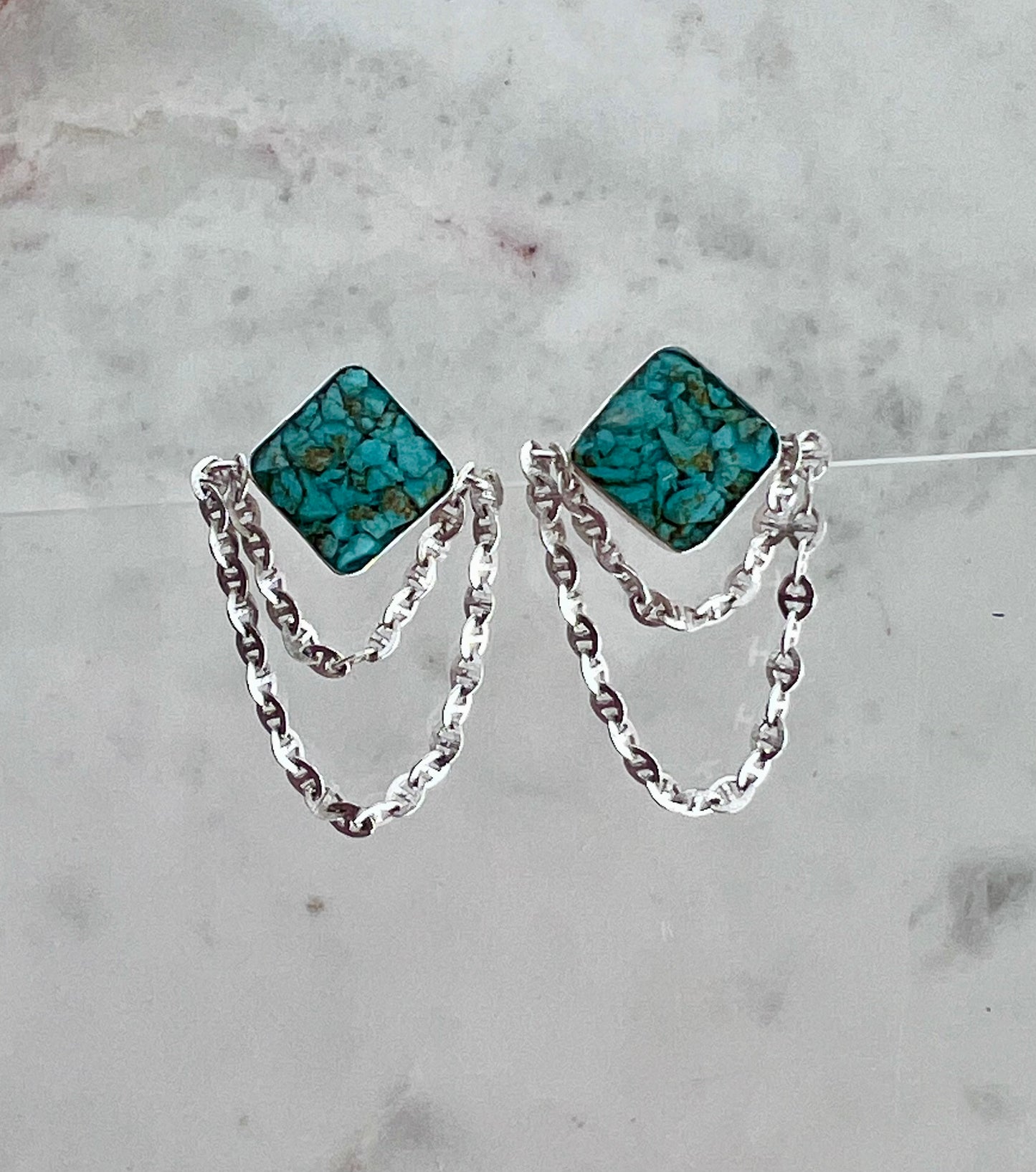 Turquoise Inlay Anchor Earrings (2 pairs available)