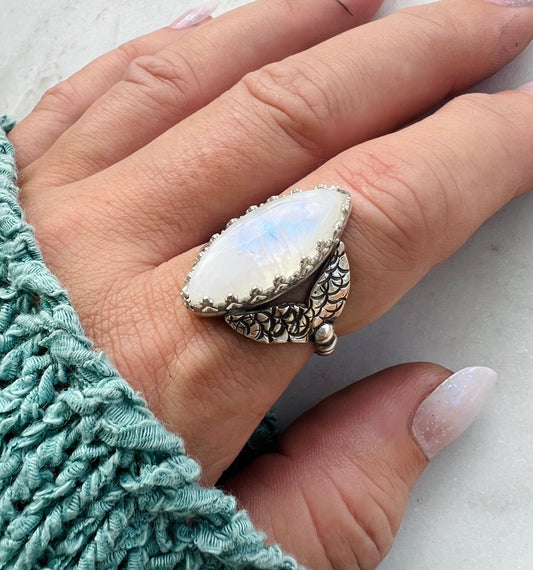 Moonstone Mermaid Tail Ring (size 9.25)