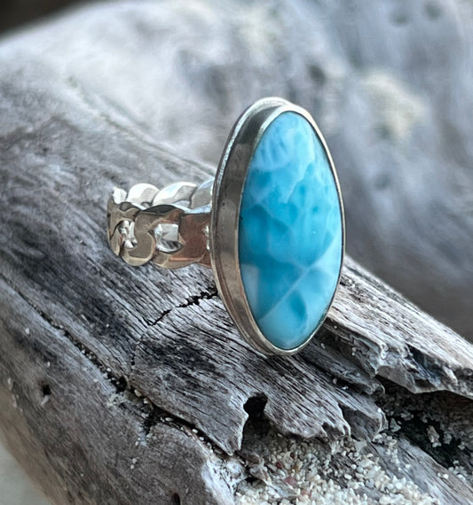 Larimar Chain Ring (size 10)