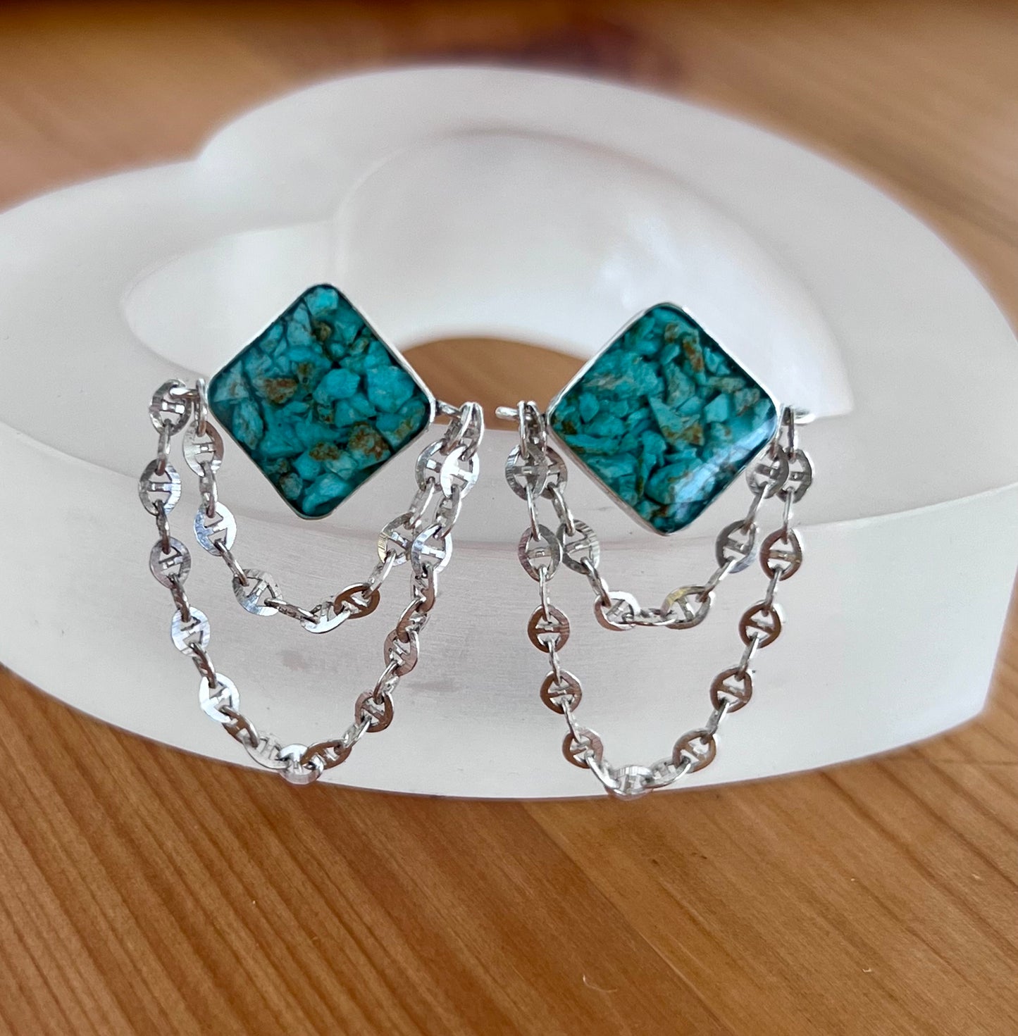 Turquoise Inlay Anchor Earrings (2 pairs available)