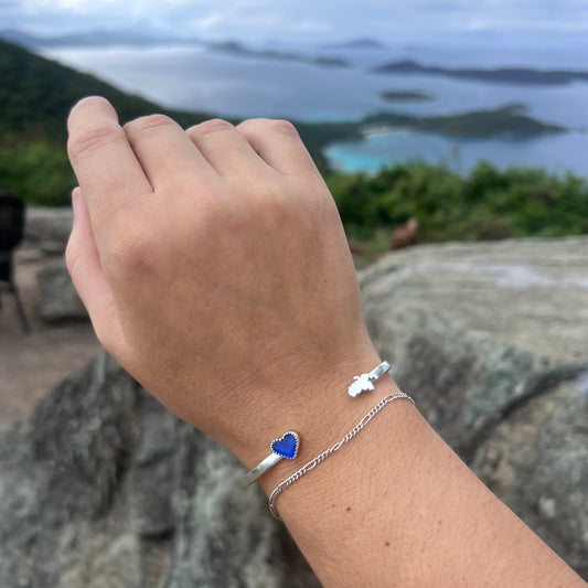 St John Blue Heart Cuff Bracelet