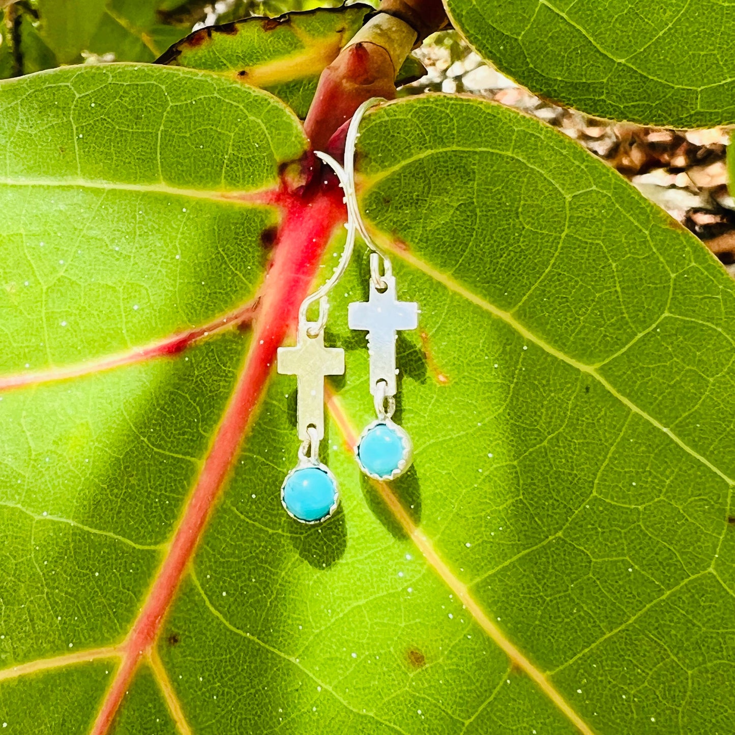 Turquoise Cross Earrings