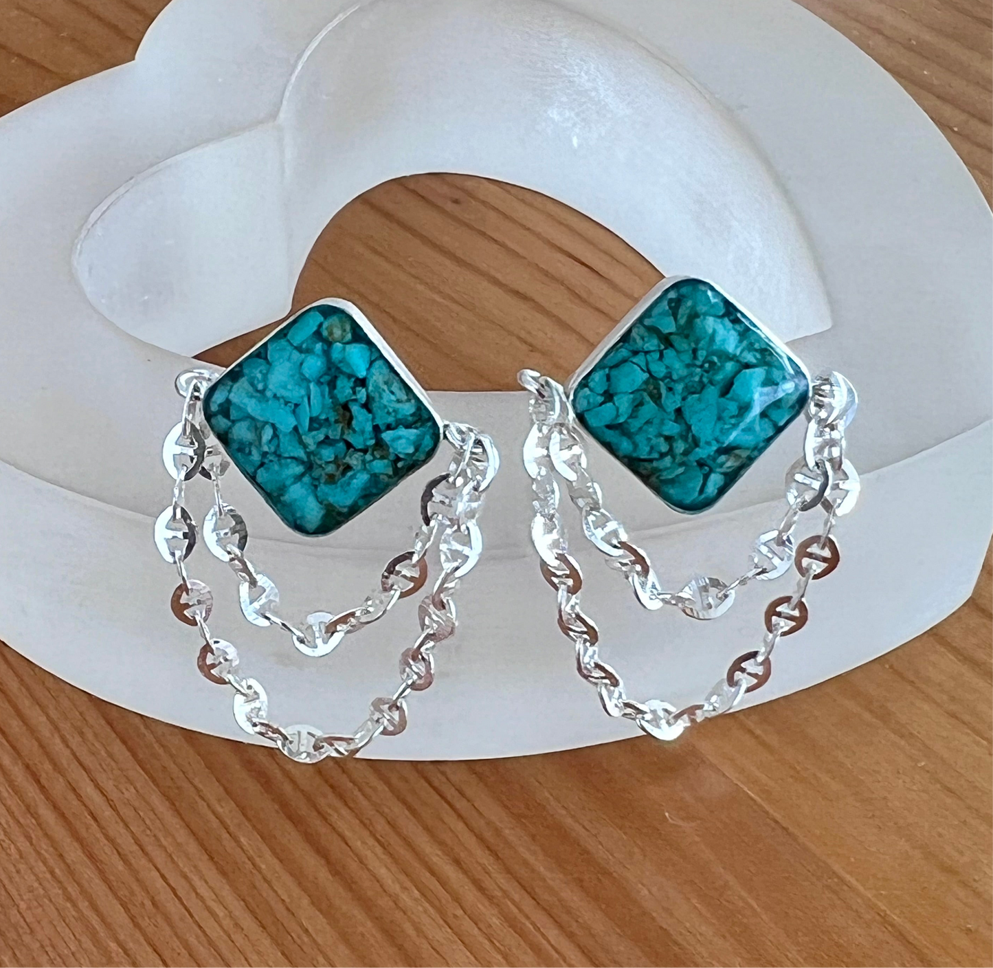 Turquoise Inlay Anchor Earrings (2 pairs available)