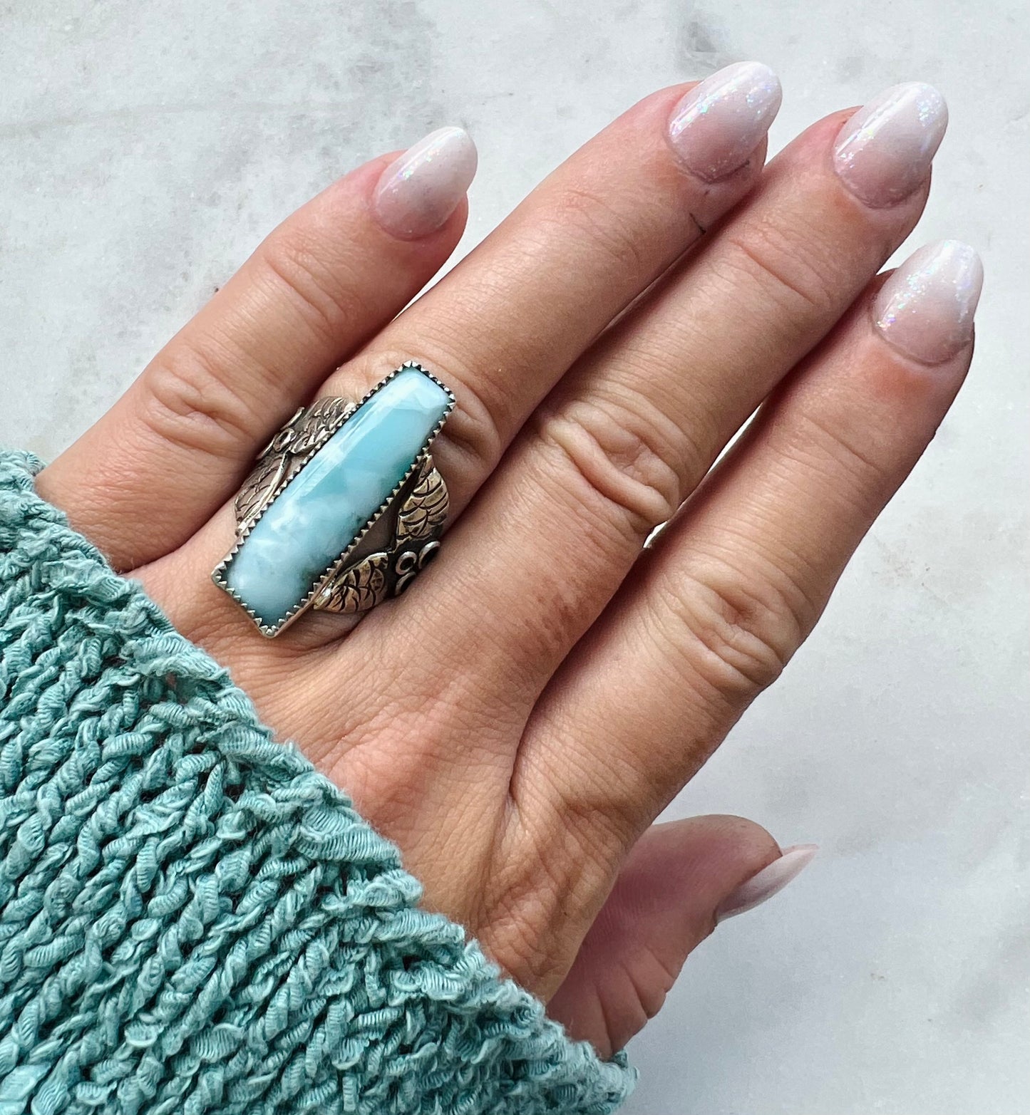 Larimar Mermaid Tail Ring (size 8)