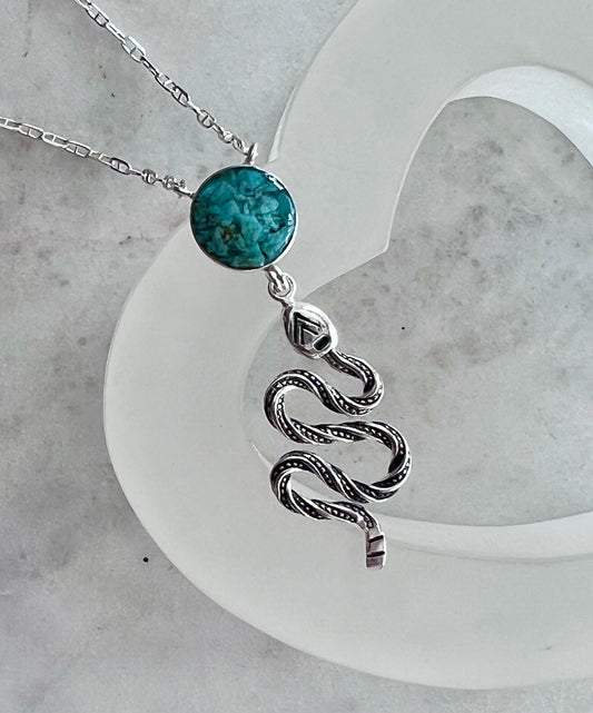 Turquoise Inlay Snake Necklace