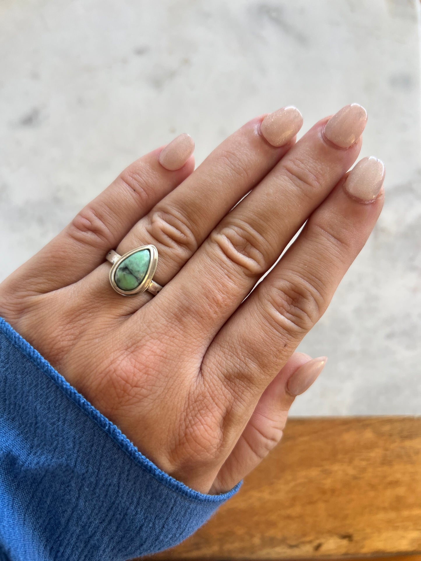 Variscite Stamped Ring (size 7.5)