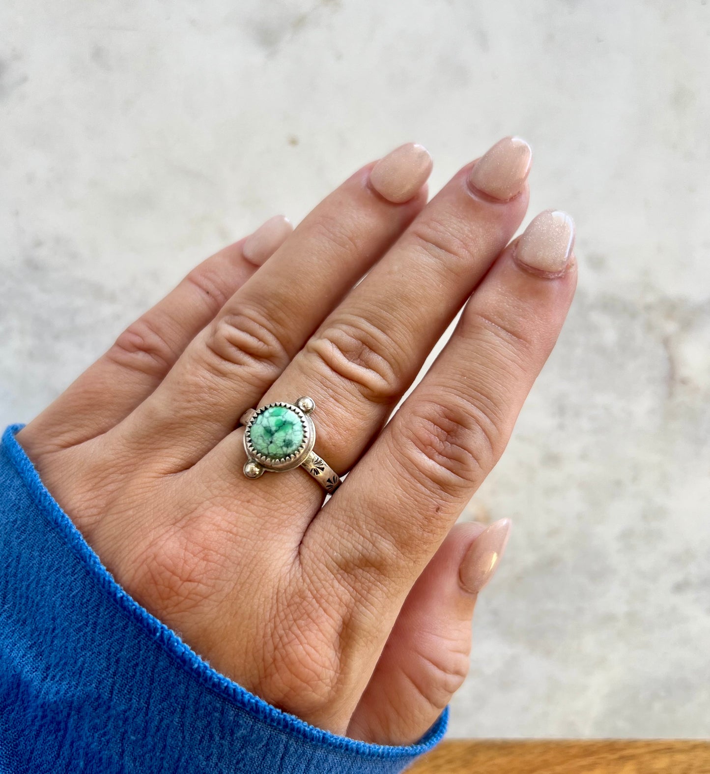 Variscite Stamped Ring (size 9)