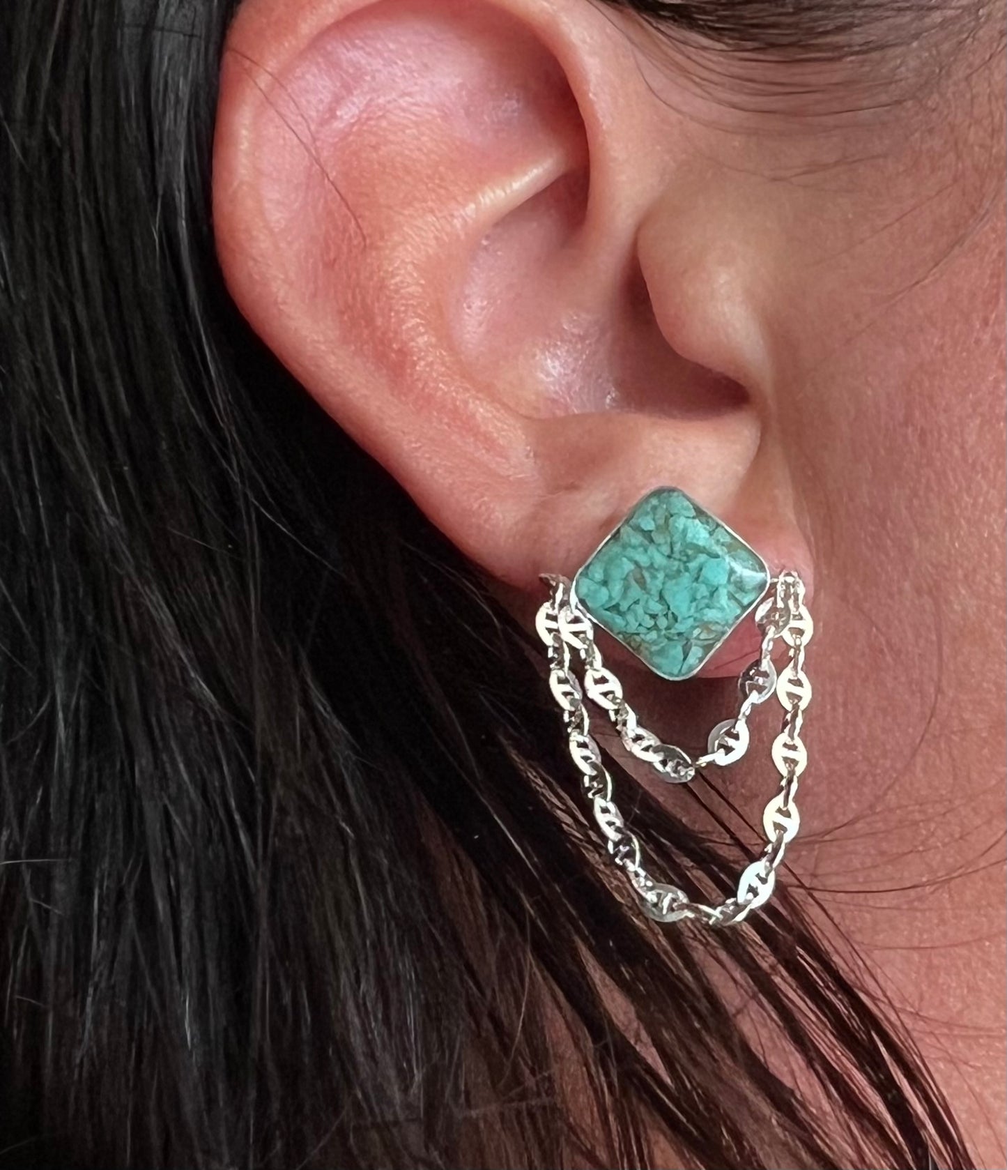 Turquoise Inlay Anchor Earrings (2 pairs available)