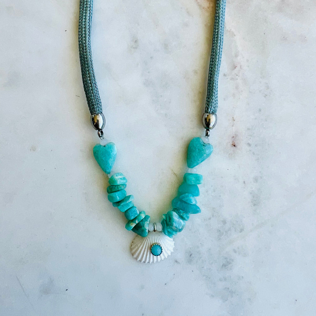 Aventurine Heart Shell Necklace