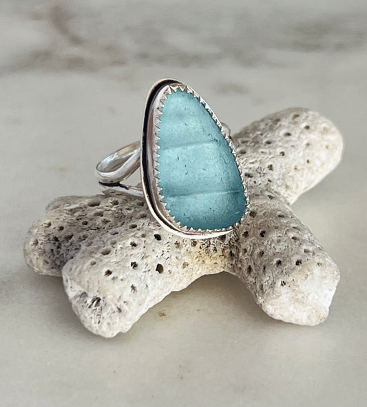 Textured Sea Glass Ring