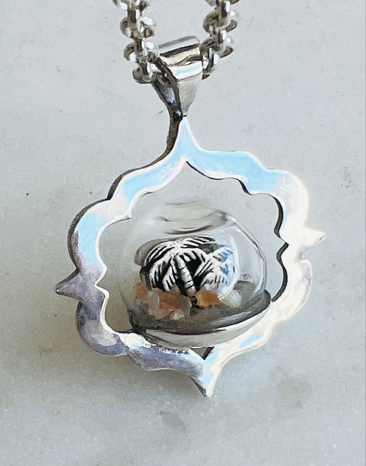 Palm Tree Beach Globe Necklace