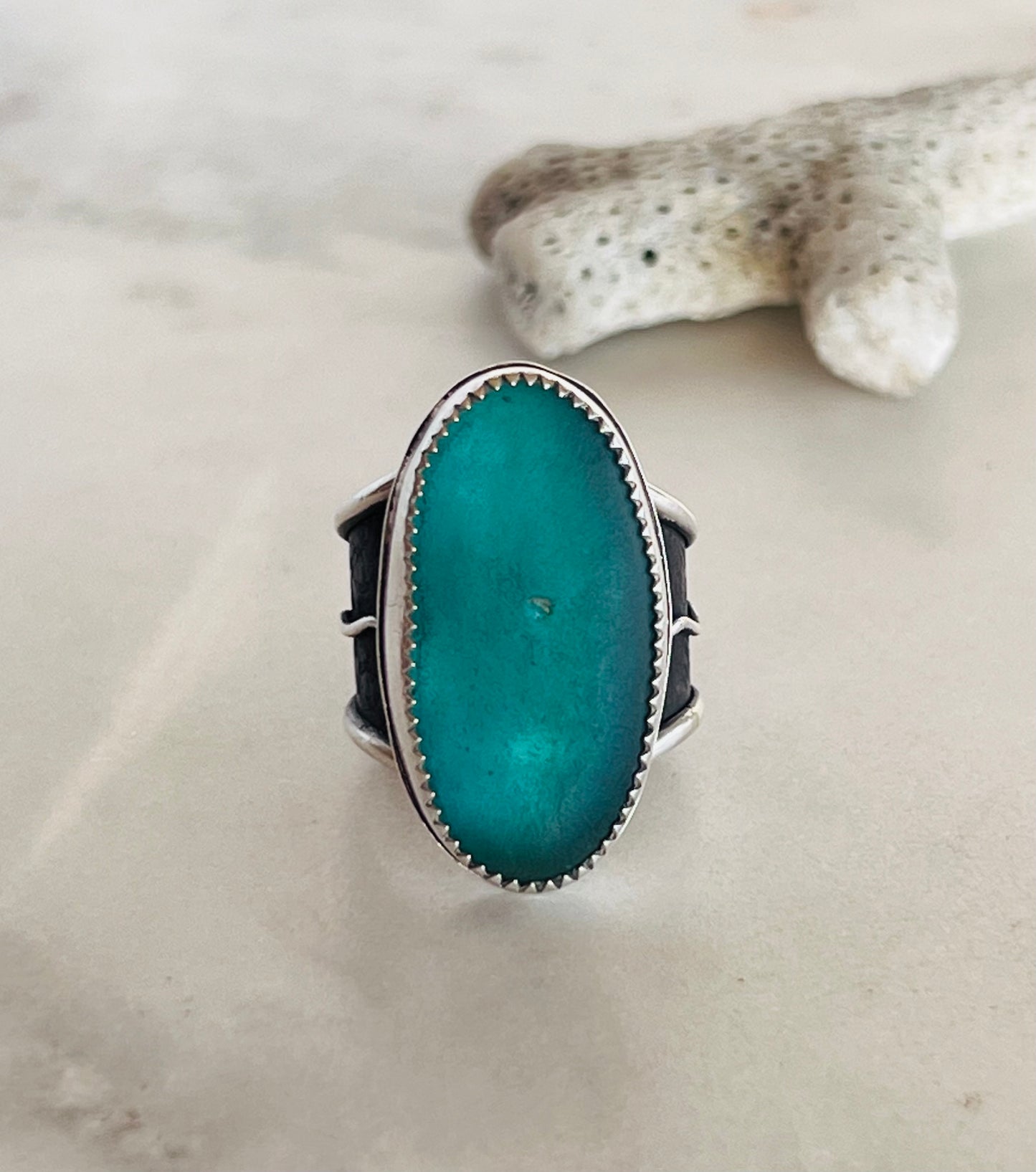 Sea Glass Oval Statement Ring
