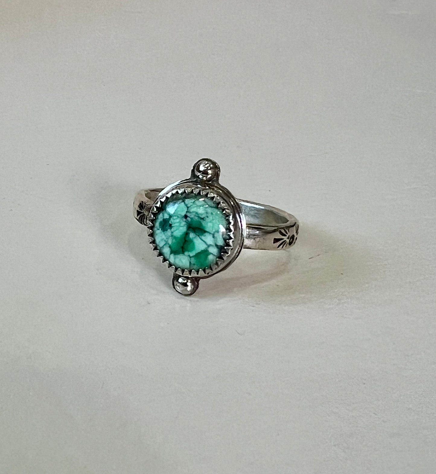 Variscite Stamped Ring (size 9)