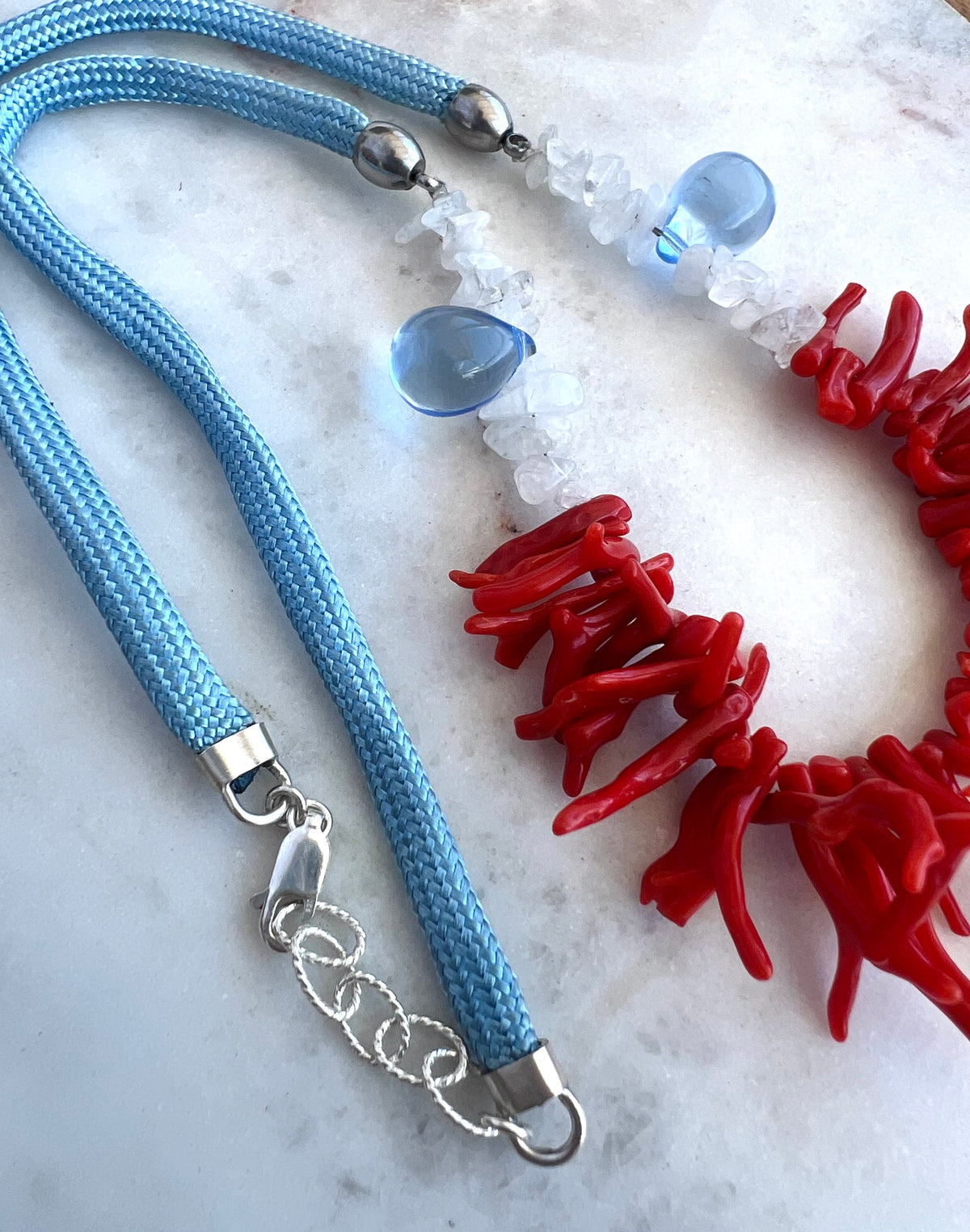 Red Coral Moonstone Necklace