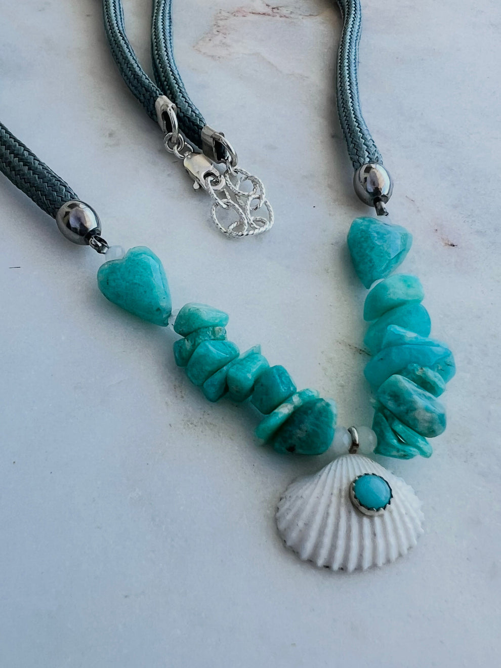 Aventurine Heart Shell Necklace