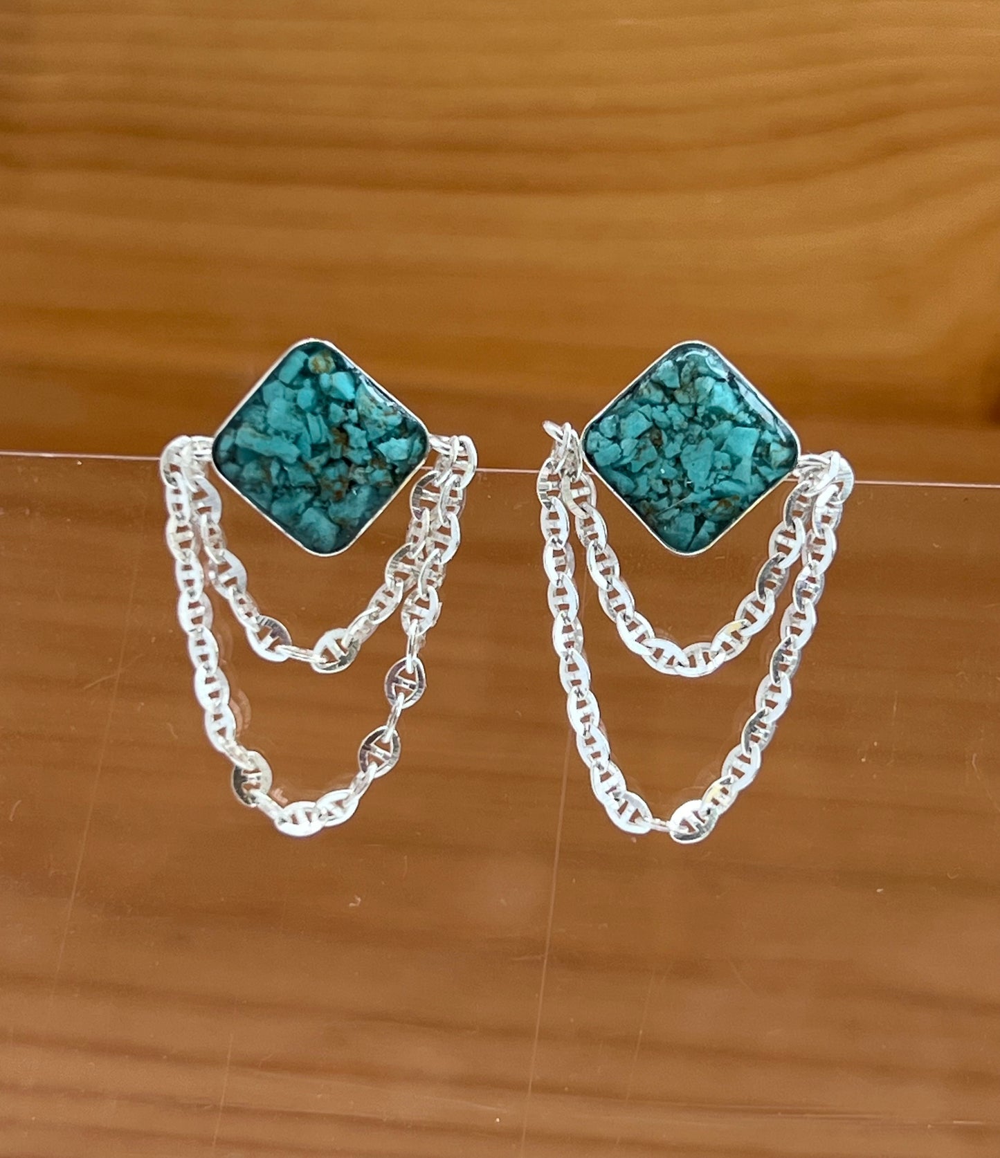 Turquoise Inlay Anchor Earrings (2 pairs available)